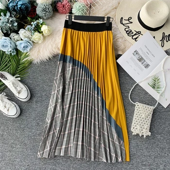 YuooMuoo Contrast Color Yellow Plaid Print Autumn Women Skirt 2019 New Chic Elegant Midi Skirt Korean High Waist Pleated Skirt
YuooMuoo Contrast Color Yellow Plaid Print Autumn Women Skirt 2019 New Chic Elegant Midi Skirt Korean High Waist Pleated Skirt