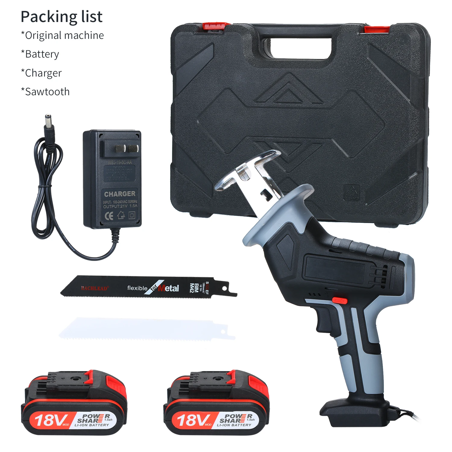 36V Cordless Electric Reciprocating Saw With Fast Charger Li-ion Battery for Wood Metal Cutting Variable Speed woodworking tools
36V Cordless Electric Reciprocating Saw With Fast Charger Li-ion Battery for Wood Metal Cutting Variable Speed woodworking tools