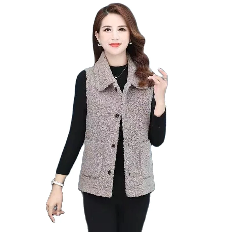 

Fashion Faux Wool Vest Coat Winter Warm Coat Women Waist Coat Fur pocket Women's Outwear Jacket Fur Vest For Ladiesear Vest