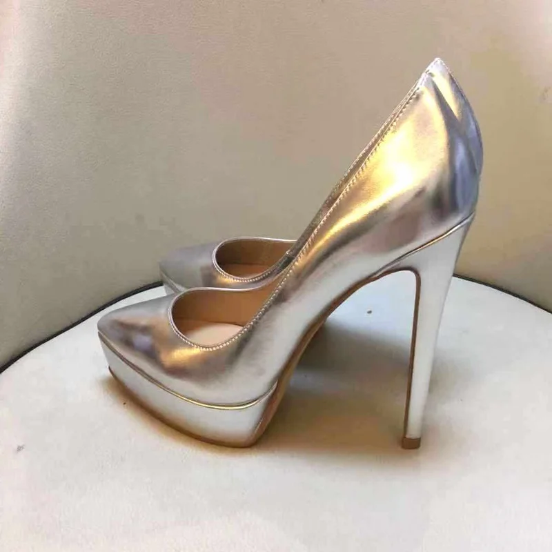 Stylish Metallic Leather High Platform Pumps Silver Gold Stiletto Heels 12CM Wedding Party Dress Shoes Customized Drop Ship
Stylish Metallic Leather High Platform Pumps Silver Gold Stiletto Heels 12CM Wedding Party Dress Shoes Customized Drop Ship