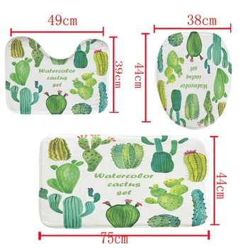 4Pcs Home Bathroom Decor Set Watercolor Cactus Pattern Toilet Seat Cover Bath Mat Set + Waterproof Shower Curtain
4Pcs Home Bathroom Decor Set Watercolor Cactus Pattern Toilet Seat Cover Bath Mat Set + Waterproof Shower Curtain