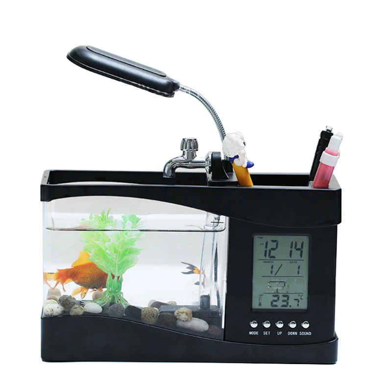 Aquarium USB Mini Aquarium Fish Tank Aquarium with LED Lamp Light LCD Display Screen and Clock Fish Tank Aquarium Fish Bowl
Aquarium USB Mini Aquarium Fish Tank Aquarium with LED Lamp Light LCD Display Screen and Clock Fish Tank Aquarium Fish Bowl