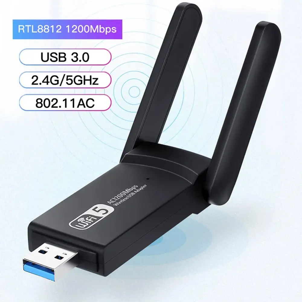 1200 Мбит/с USB Wifi адаптер двухдиапазонный Wi-Fi 5 ГГц 2 4 802.11AC RTL8812BU антенна 3 0 сетевая