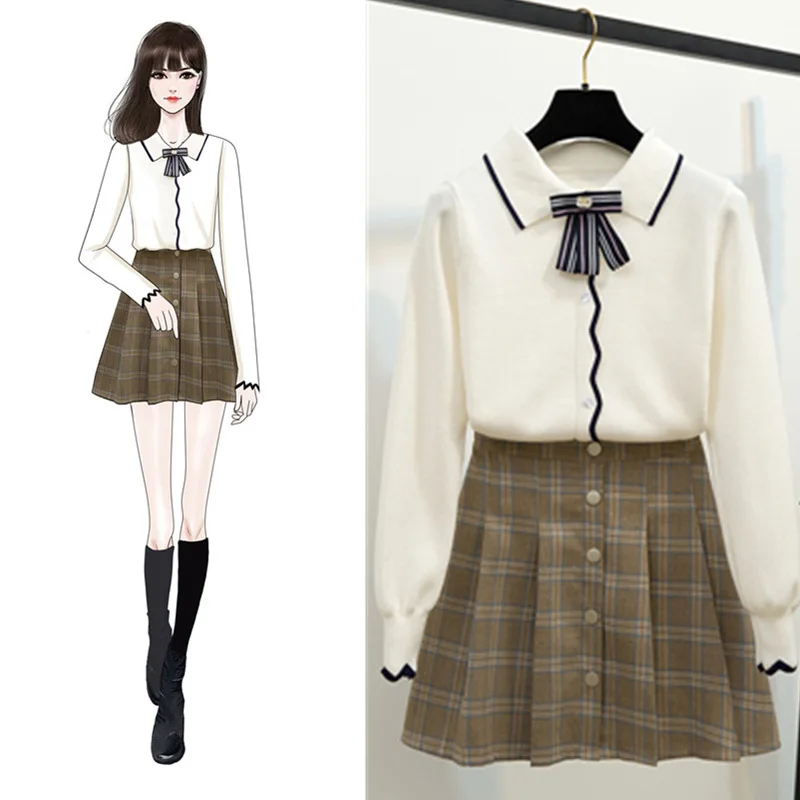 2019 Spring New Style Two-Piece Set Sweet Fashion Knitted Jacket Base Shirt Pleated A- line Skirt
2019 Spring New Style Two-Piece Set Sweet Fashion Knitted Jacket Base Shirt Pleated A- line Skirt
