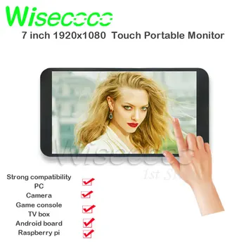 Wisecoco IPS 터치 모니터, 휴대용 모니터, 게임 지원, PS4 카메라 TV 박스, 라즈베리 파이 3 4, 안드로이드 리눅스 SBC, 7 인치, 1920x1080