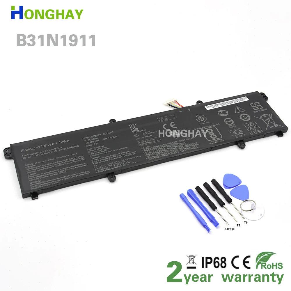 HONGHAY Original B31N1911 Battery For Asus VivoBook Flip 14 TM420IA Series M413DA-WS51 C31N1911 F413FFK433FA V4050FF V4050FA
HONGHAY Original B31N1911 Battery For Asus VivoBook Flip 14 TM420IA Series M413DA-WS51 C31N1911 F413FFK433FA V4050FF V4050FA