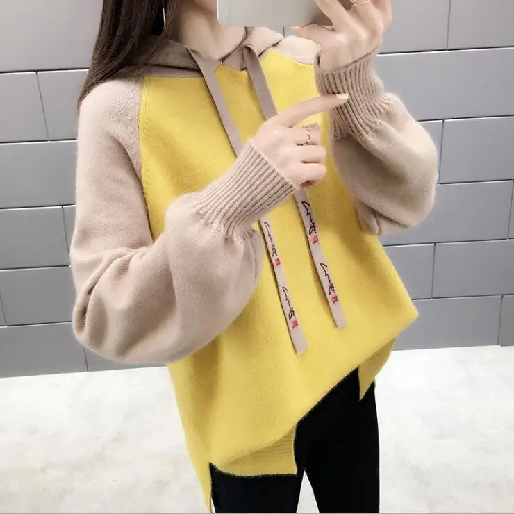 Women Casual Preppy Style Hooded Knitted Pullover Christmas Sweater Female Lazy oaf Loose Sweatershirt Jumper Autumn Tops Q9117
Women Casual Preppy Style Hooded Knitted Pullover Christmas Sweater Female Lazy oaf Loose Sweatershirt Jumper Autumn Tops Q9117