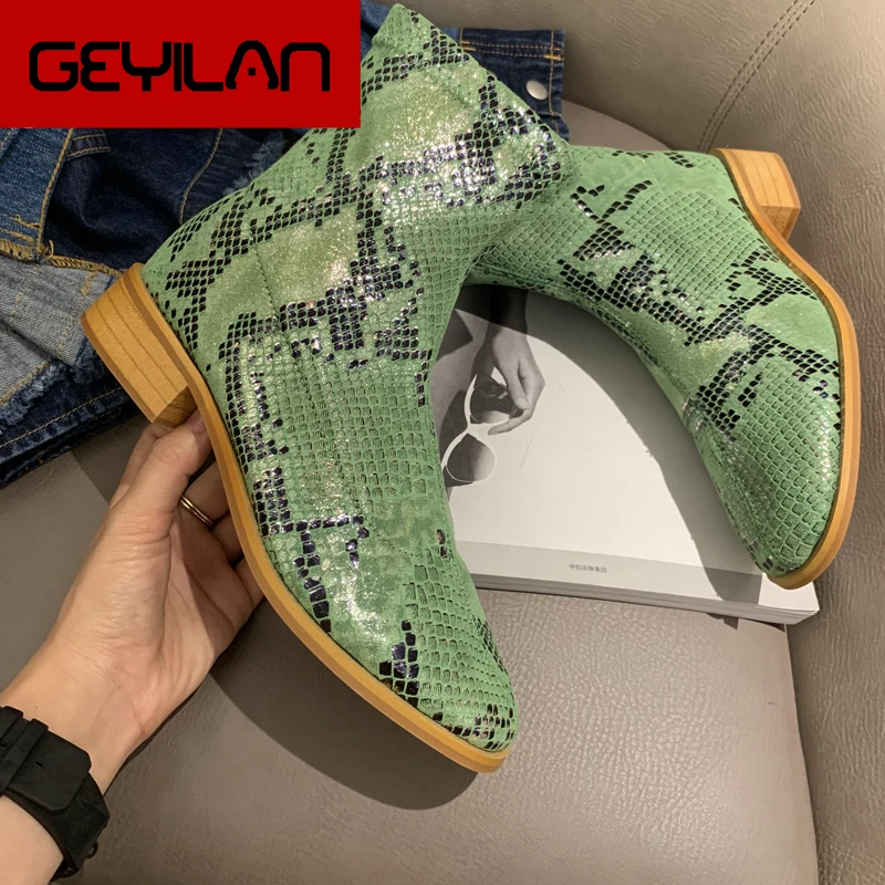 Print Snake chelsea Women mid-calf Boots Zip Pointed Toe Footwear Thick High Heels Female Boot Party Shoes Women 2019 New Winter
Print Snake chelsea Women mid-calf Boots Zip Pointed Toe Footwear Thick High Heels Female Boot Party Shoes Women 2019 New Winter