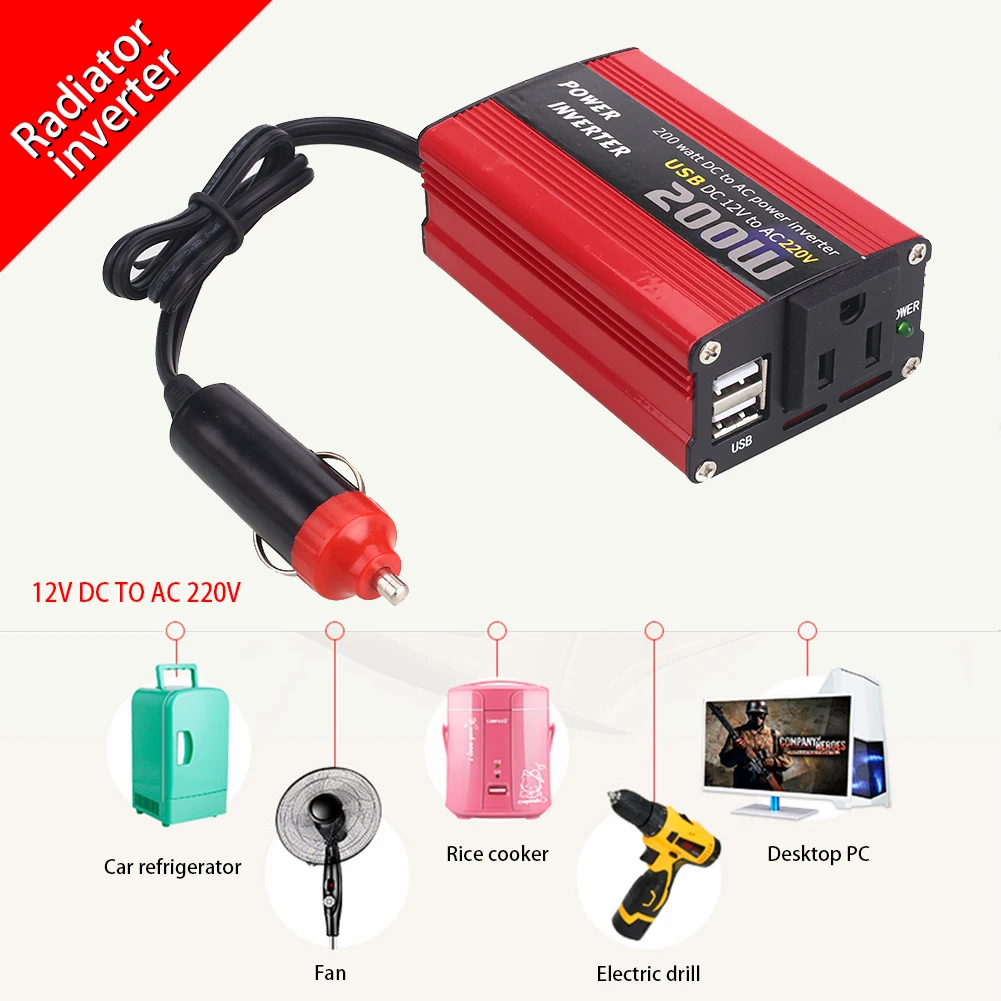 12V DC To 220V AC Car Inverter Home Power Output Converter Portable Adapter Aluminium Alloy Power Inverter
12V DC To 220V AC Car Inverter Home Power Output Converter Portable Adapter Aluminium Alloy Power Inverter