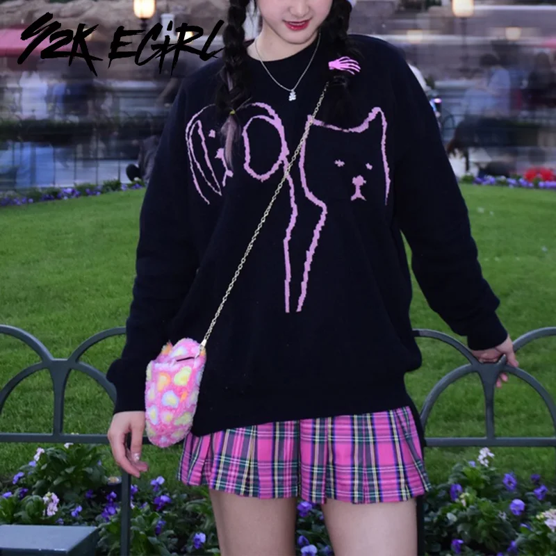 Y2K EGIRL Cute Animal Graphic Pattern Oversized Knitted Jumpers 90s Aesthetics Crewneck Long Sleeve Black Sweaters Kawaii Tops
Y2K EGIRL Cute Animal Graphic Pattern Oversized Knitted Jumpers 90s Aesthetics Crewneck Long Sleeve Black Sweaters Kawaii Tops