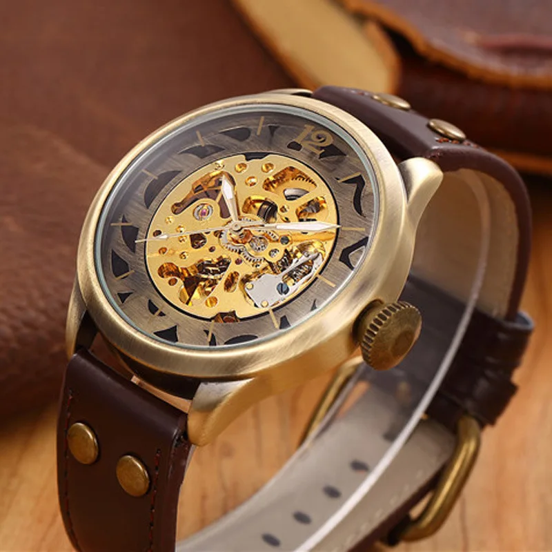 Hot Sales Shenhua Men Analog Watch Hollow out Retro Decorative Pattern Analog Watch Gift