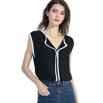 Women Chiffon Shirt Summer Sleeveless Patchwork Shirt Women Casual Loose V-neck Blouse Tops Blusas Mujer De Moda
Women Chiffon Shirt Summer Sleeveless Patchwork Shirt Women Casual Loose V-neck Blouse Tops Blusas Mujer De Moda