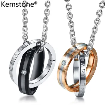 Kemstone Love Zircon Double Round Rose Gold Black Plated Stainless Steel Pendant Necklace Jewelry Gift for Men Women Lover 
Kemstone Love Zircon Double Round Rose Gold Black Plated Stainless Steel Pendant Necklace Jewelry Gift for Men Women Lover