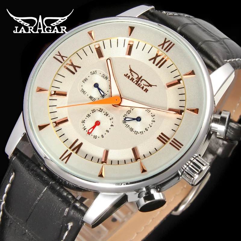 Jaragar 3 Dial Display 2020 Classic Design Luminous Hands Black Leather Strap Men Watches Top Brand Luxury Automatic Male Clock
Jaragar 3 Dial Display 2020 Classic Design Luminous Hands Black Leather Strap Men Watches Top Brand Luxury Automatic Male Clock