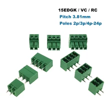 Pitch 3.81mm Pluggable PCB Screw Terminal Block Male Female Connector 15EDGK+VC/RC Vertical Straight Pin 2~10P Morsettiera
Pitch 3.81mm Pluggable PCB Screw Terminal Block Male Female Connector 15EDGK+VC/RC Vertical Straight Pin 2~10P Morsettiera