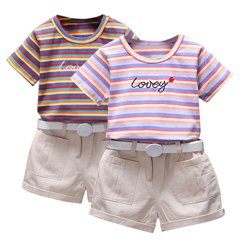 Summer Children Baby Girls Casual Stripe Letter Print Short Sleeve T-shirt+Shorts Suits Costume Set Hot
Summer Children Baby Girls Casual Stripe Letter Print Short Sleeve T-shirt+Shorts Suits Costume Set Hot