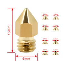 10 cái/lốc Đầu Vòi bằng đồng 0.2/0.3/0.4/0.5/0.8/1.00/1.2MM tùy chọn Máy Đùn đầu in Vòi Phun 3D Máy In một phần Cho 1.75MM(China)