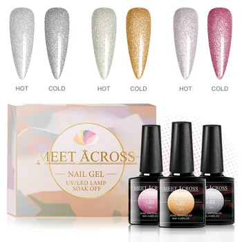 MEET ACROSS 3Pcs Thermal Color Changing Gel Nail Polish Glitter Temperature Soak Off UV Gel Varnish 8ml Nail Art
MEET ACROSS 3Pcs Thermal Color Changing Gel Nail Polish Glitter Temperature Soak Off UV Gel Varnish 8ml Nail Art