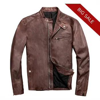 2020 Vintage Brown Men Slim Fit Biker‘s Leather Jacket Genuine Sheepksin Russian Autumn Fashion Natural Leather Coat
2020 Vintage Brown Men Slim Fit Biker‘s Leather Jacket Genuine Sheepksin Russian Autumn Fashion Natural Leather Coat