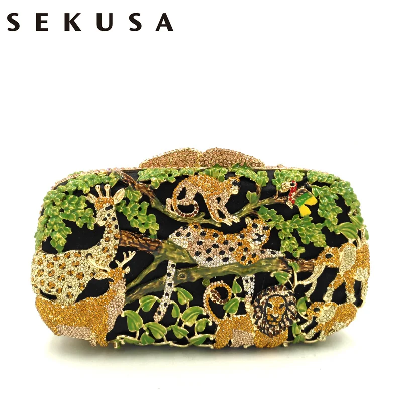 SEKUSA luxury metal rhinestones evening bags animal shaped crystal wedding handbags PU handmade style clutch
SEKUSA luxury metal rhinestones evening bags animal shaped crystal wedding handbags PU handmade style clutch