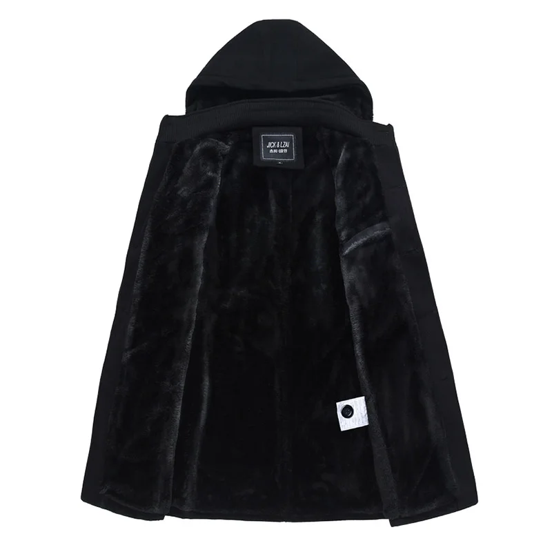 Woolen Coatl Mens Winter Thick Jacket Thick Casual Outwear Jackets Plus Size 6XL New Velvet Warm Coat High Quality Hooded