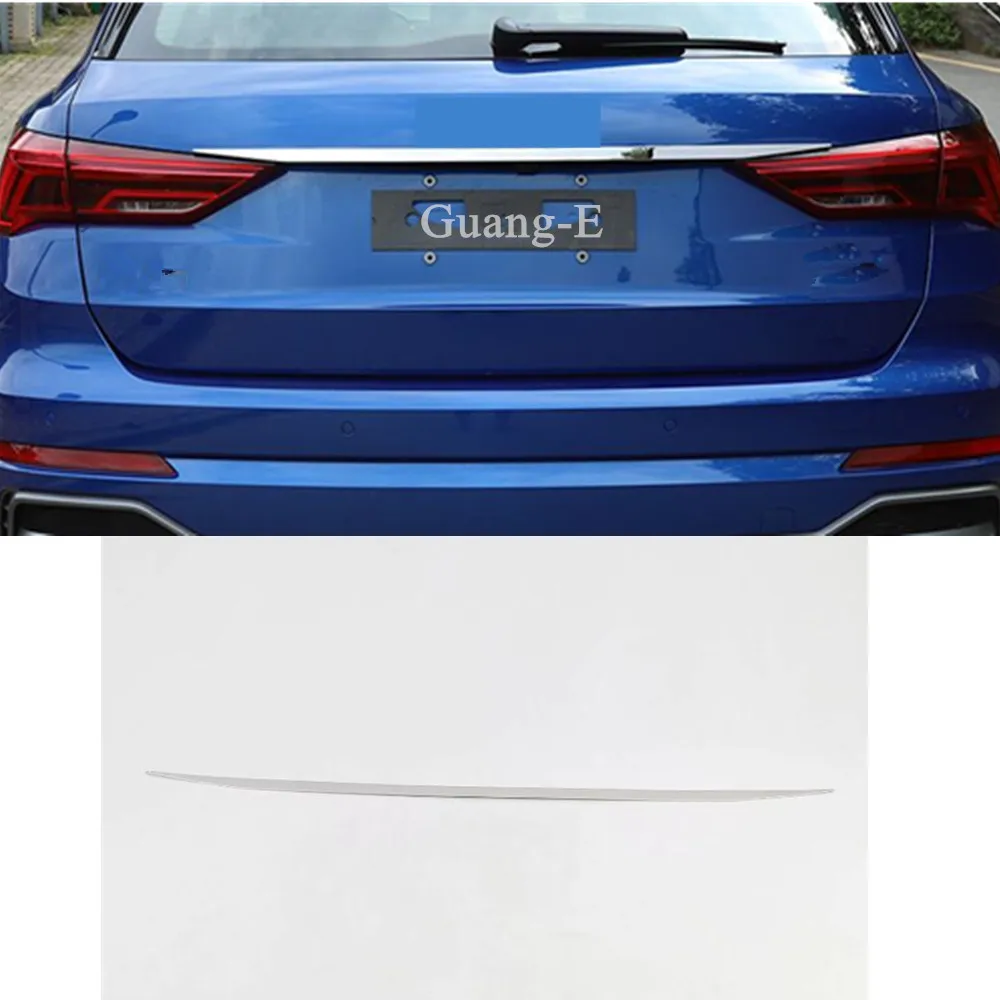 

Car rear back bumper trunk styling detector stainless steel wrap license trim frame lamp 1pcs For AUDI Q3 （F3）2018 2019 2020