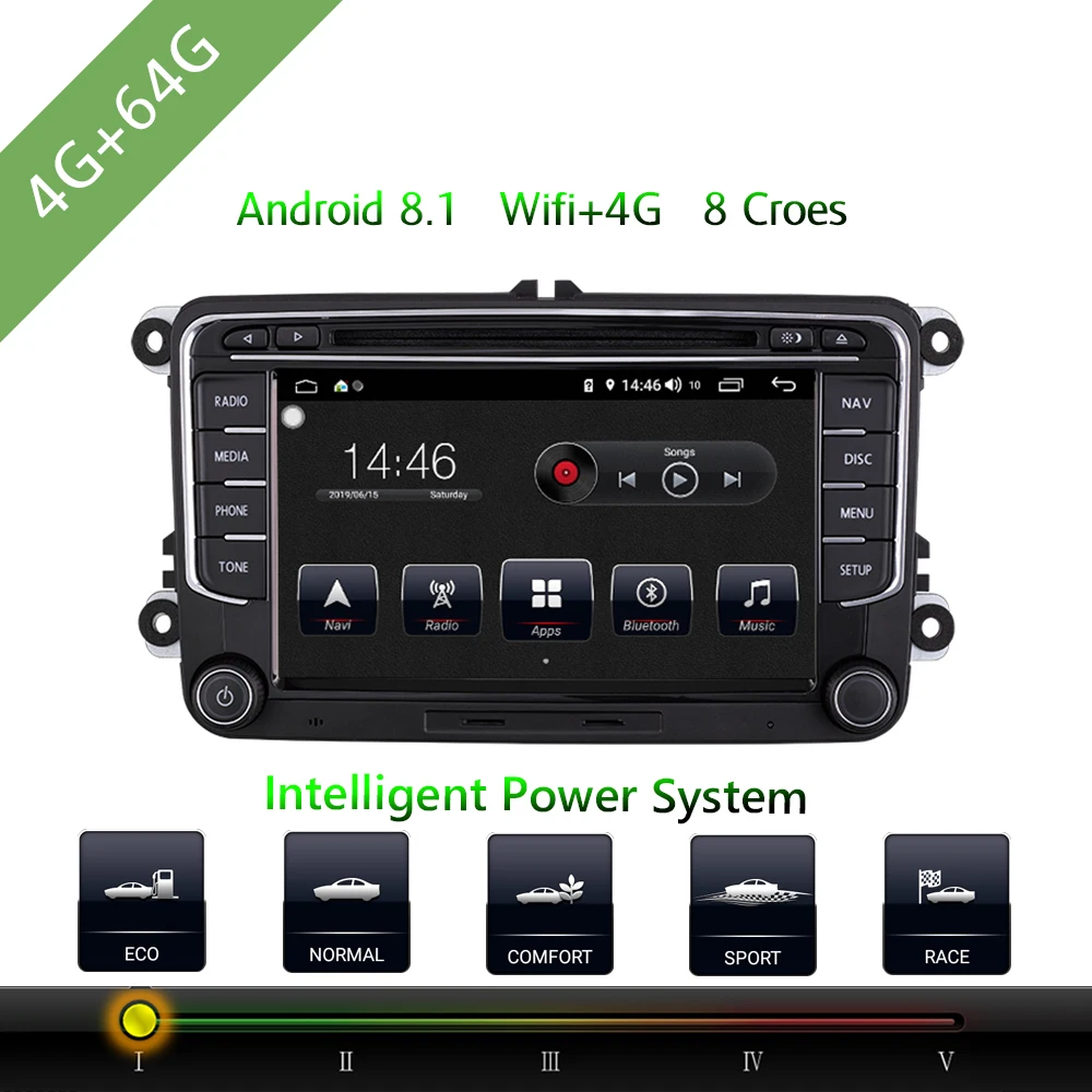 Автомобильный мультимедийный плеер 2 Din Android 8 1 DVD для VW/Volkswagen/Golf/Polo/Tiguan/Passat/Jetta