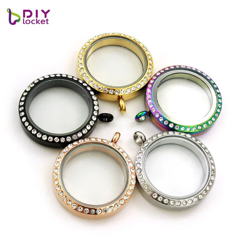 30mm Stainless Steel Round Twist Crystal Glass Floating Charm Locket LSSS09-30MM | Украшения и аксессуары