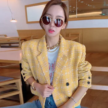 Foamlina Womens Elegant Yellow Tweed Coat 2019 Autumn Winter Long Sleeve Turn Down Collar Double Breated Short Casual Women Coat
Foamlina Womens Elegant Yellow Tweed Coat 2019 Autumn Winter Long Sleeve Turn Down Collar Double Breated Short Casual Women Coat