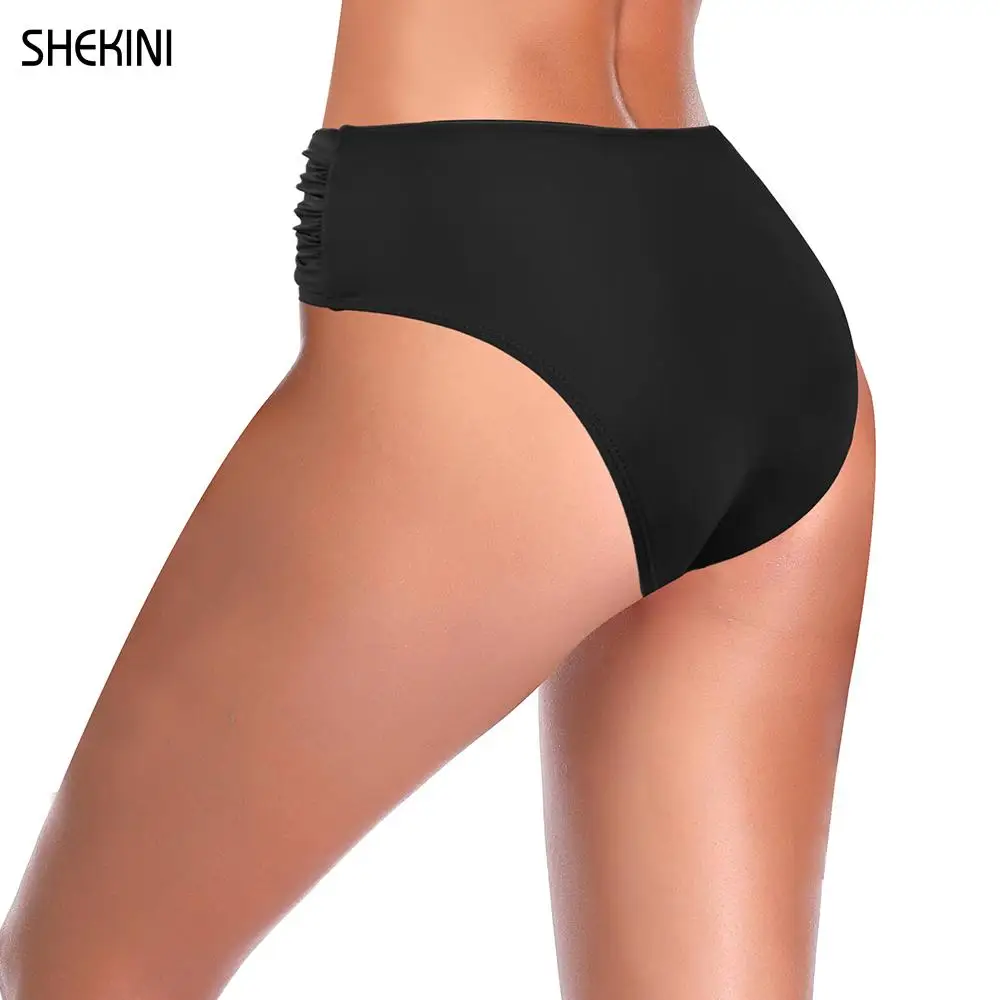 

SHEKINI Women's Twist front Swim Briefs Bikini Bottom Hipster Swimsuit Panties High Waisted Swim trunks Summer Beach Shorts