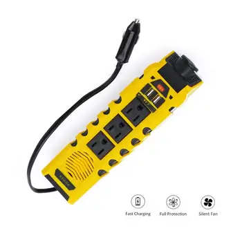 150W Car Power Inverter DC 12V to AC 110V Car Inverter with 3 AC Socket 3.6A Dual USB Charging Ports and Cigarette Lighter Cable 
150W Car Power Inverter DC 12V to AC 110V Car Inverter with 3 AC Socket 3.6A Dual USB Charging Ports and Cigarette Lighter Cable