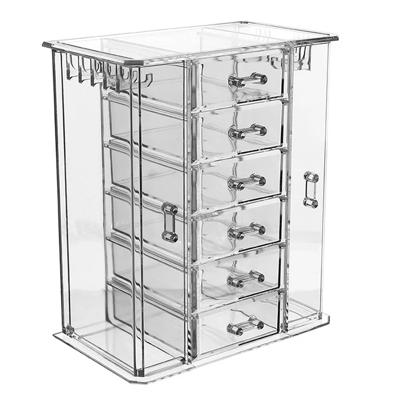 

NEW-Transparent Cosmetics Storage Box Multilayer Drawer Skin Care Finishing Dresser Lipstick Collection