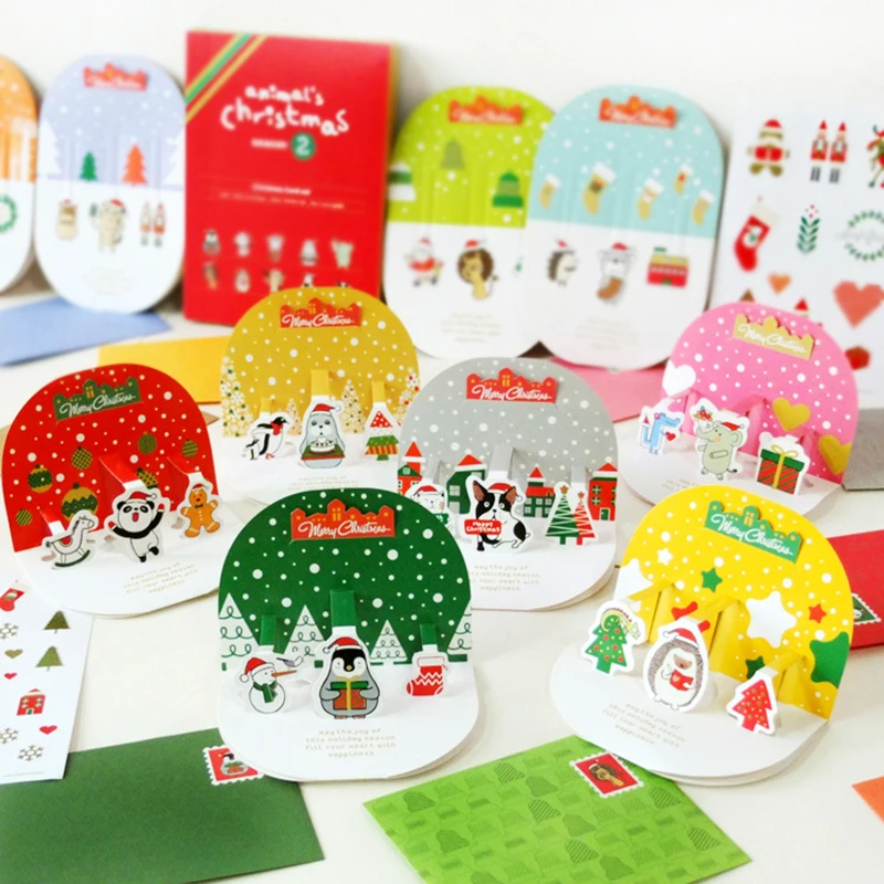 22pcs/set 3D Pop Up Christmas Greeting Cards Boxed Envelope Sticker Post Card Cute Cartoon Merry Christmas Xmas Gift Decoration
22pcs/set 3D Pop Up Christmas Greeting Cards Boxed Envelope Sticker Post Card Cute Cartoon Merry Christmas Xmas Gift Decoration