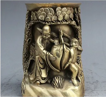 318 6" Marked China Bronze Longevity God Shou Peach Boy Statue Brush Pot pencil vase
318 6" Marked China Bronze Longevity God Shou Peach Boy Statue Brush Pot pencil vase