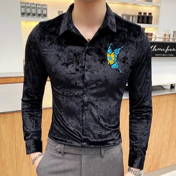 Autumn Winter Camisa Social Masculina Homme Solid Color Long Sleeve Formal Shirts For Men Velvet Keep Warm Embroidery Shirt Men
Autumn Winter Camisa Social Masculina Homme Solid Color Long Sleeve Formal Shirts For Men Velvet Keep Warm Embroidery Shirt Men