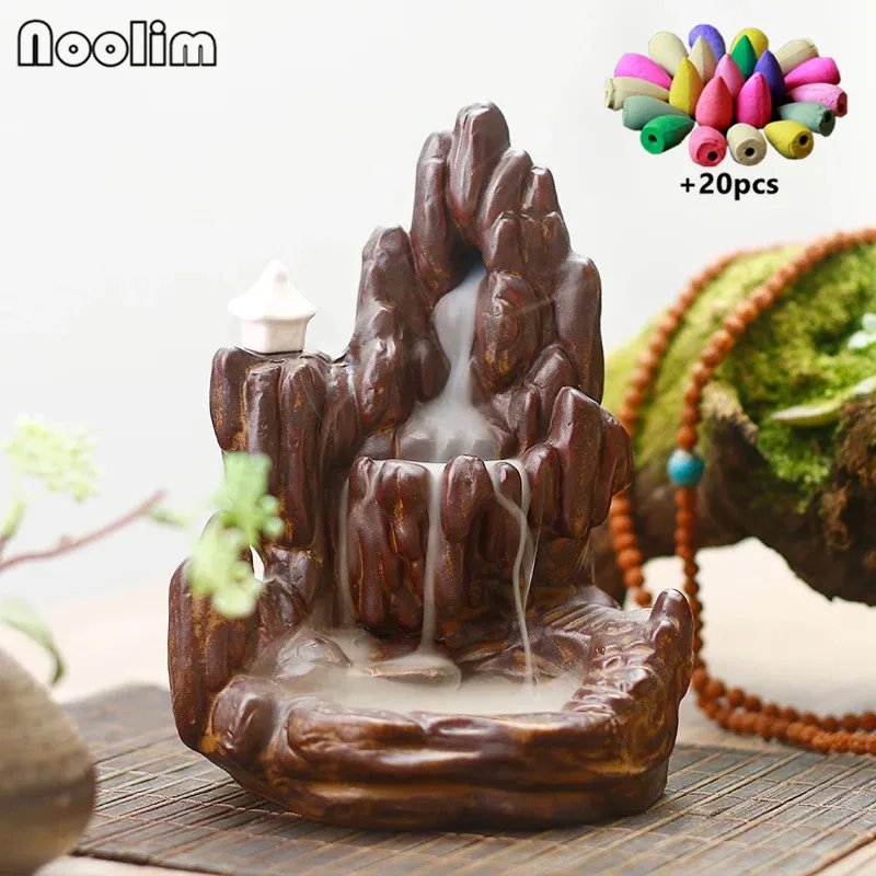 Creative Ceramic Lotus Little Monk Backflow Incense Burner High Mountain Smoke Waterfall Censer Holder Home Decor + 20pcs Cones
Creative Ceramic Lotus Little Monk Backflow Incense Burner High Mountain Smoke Waterfall Censer Holder Home Decor + 20pcs Cones