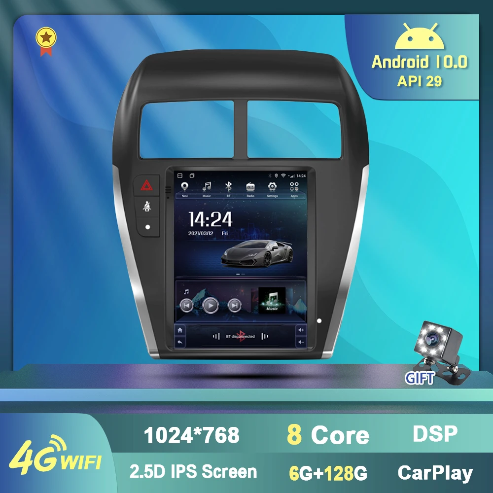 Автомагнитола для Mitsubishi ASX Tesla мультимедийный видеоплеер с GPS-навигацией DSP Carplay