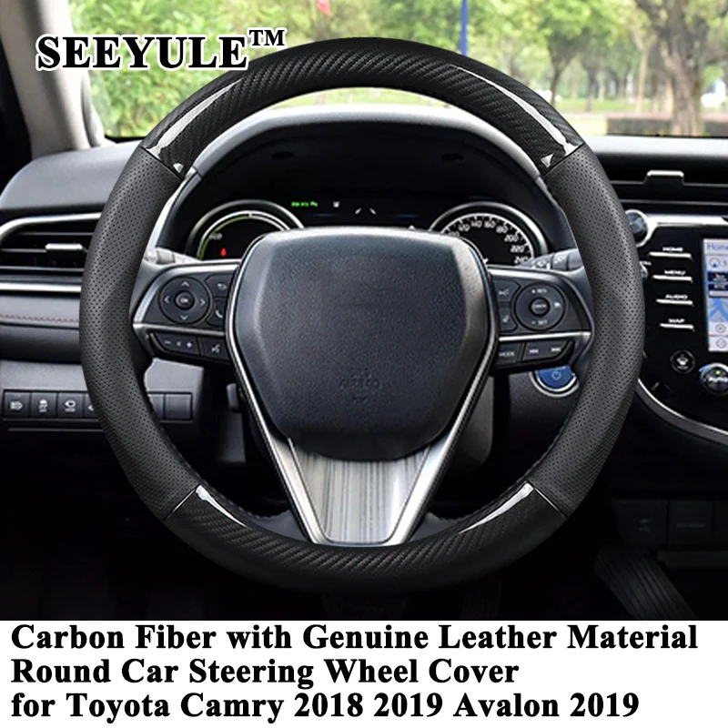 1pc SEEYULE Carbon Fiber Genuine Leather Car Steering Wheel Cover Protector Accessories for Toyota Camry 2018 2019 Avalon 2019
1pc SEEYULE Carbon Fiber Genuine Leather Car Steering Wheel Cover Protector Accessories for Toyota Camry 2018 2019 Avalon 2019