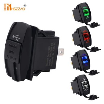 12-24V Car And Motorcycle Universal Dual USB Car Charger Mobile Phone Charger Waterproof LED Light Car Charger 
12-24V Car And Motorcycle Universal Dual USB Car Charger Mobile Phone Charger Waterproof LED Light Car Charger