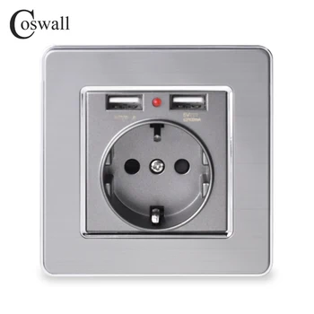 Coswall Dual USB Charging Port 5V 2.1A LED Indicator 16A Wall EU Power Socket Outlet Stainless Steel Panel Grey Black White Gold
Coswall Dual USB Charging Port 5V 2.1A LED Indicator 16A Wall EU Power Socket Outlet Stainless Steel Panel Grey Black White Gold