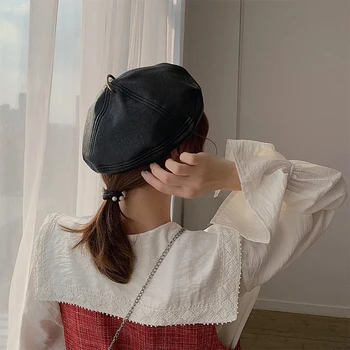 New British retro wild beret female spring and autumn leather octagonal hat trend
New British retro wild beret female spring and autumn leather octagonal hat trend