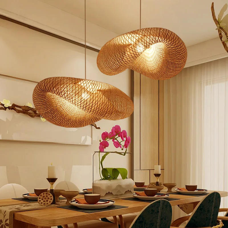 

Современные бамбуковые светодиодный подвесные светильники Гостиная лампы освещения для Спальня столовой ресторана Кухня дома подвесной светильник