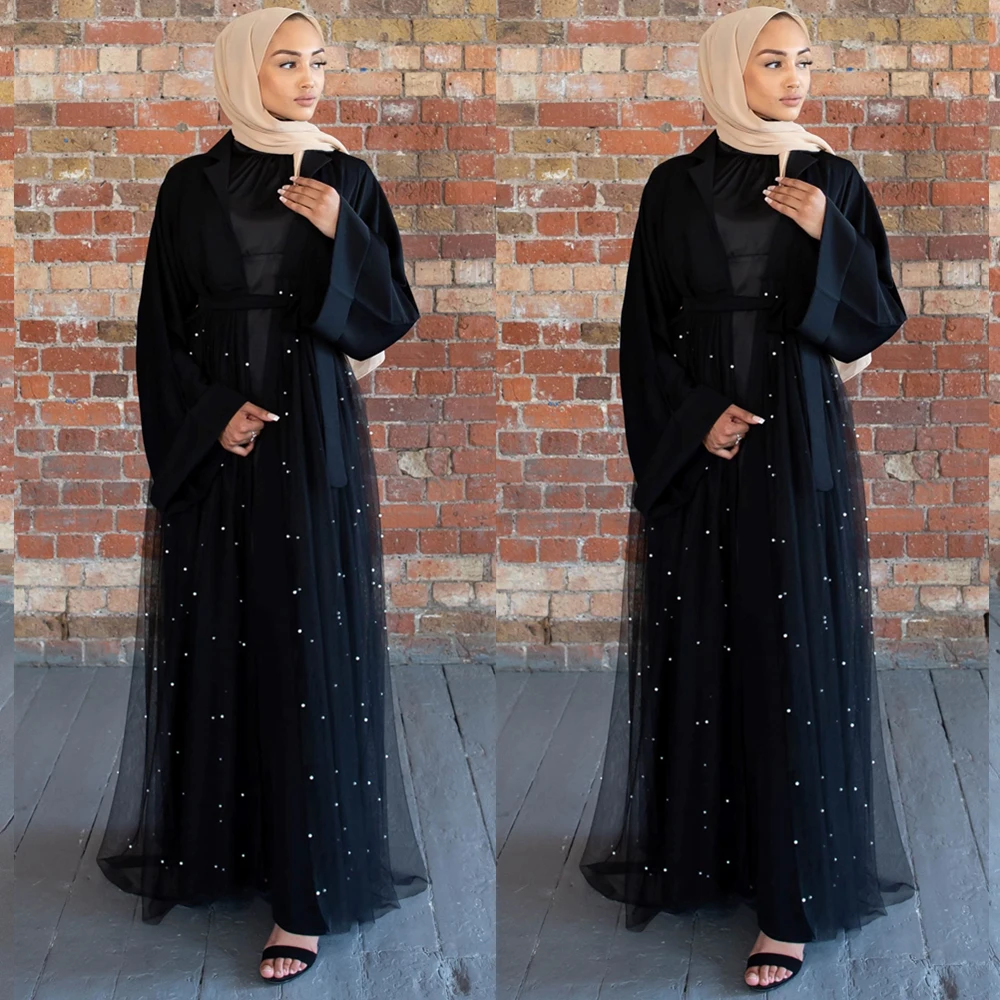 Hcdc99df09fe949fea9abd903f4177e92U Beautiful Shiny Net Cover Cardigan Abaya Hcdc99df09fe949fea9abd903f4177e92U