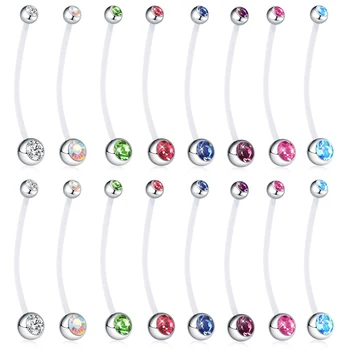 Shellhard Bioflex Flexible Belly Button Ring Shellhard Crystal Navel Barbell Ring Pregnancy Maternity 8PCS Piercing Body Jewelry
Shellhard Bioflex Flexible Belly Button Ring Shellhard Crystal Navel Barbell Ring Pregnancy Maternity 8PCS Piercing Body Jewelry