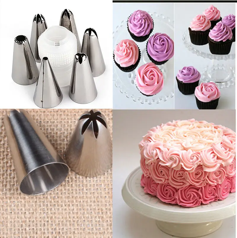 Silicone Kitchen Accessories Icing Piping Cream Pastry Bag + 6xStainless Steel Nozzle Set DIY Cake Decorating Tips Set
Silicone Kitchen Accessories Icing Piping Cream Pastry Bag + 6xStainless Steel Nozzle Set DIY Cake Decorating Tips Set