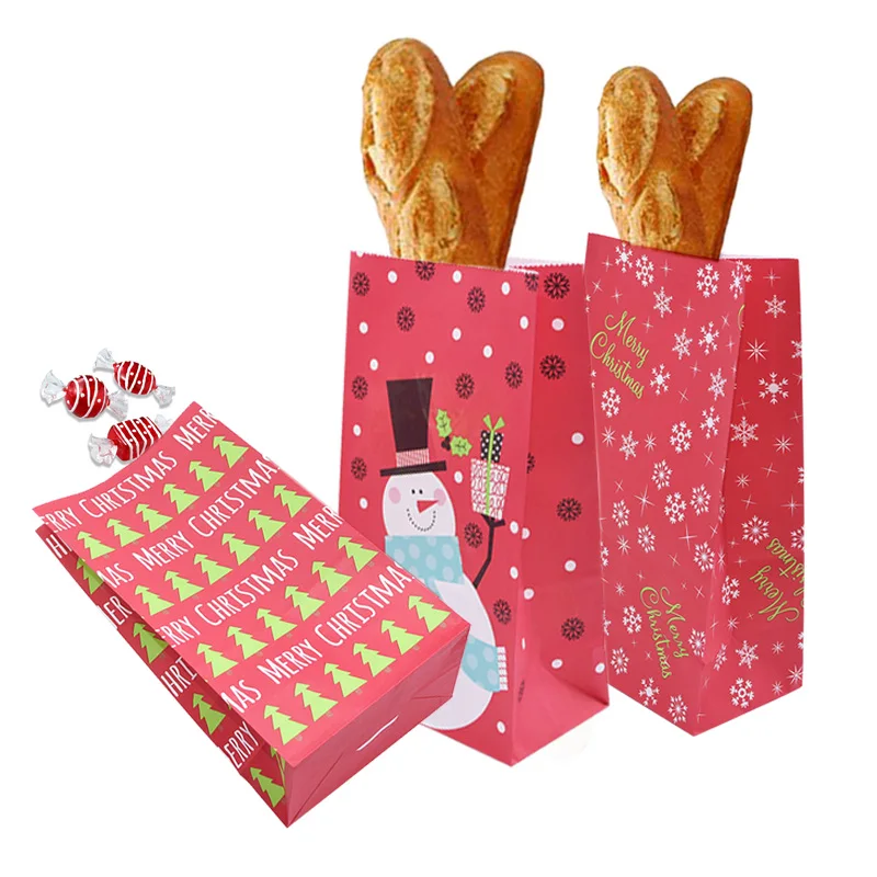 5/10pcs merry christmas gift bag snowman snowflake red candy bag