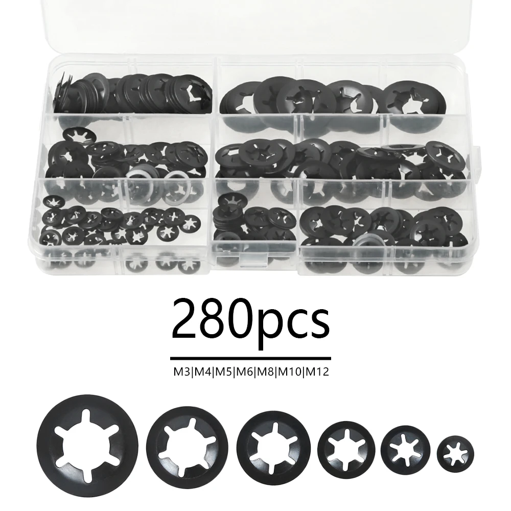280Pcs M3 M4 M5 M6 M8 M10 M12 Push-on Locking Washers Star Nut Metal Quick Speed Star Nut Locking Fastener Assorted Kit
280Pcs M3 M4 M5 M6 M8 M10 M12 Push-on Locking Washers Star Nut Metal Quick Speed Star Nut Locking Fastener Assorted Kit