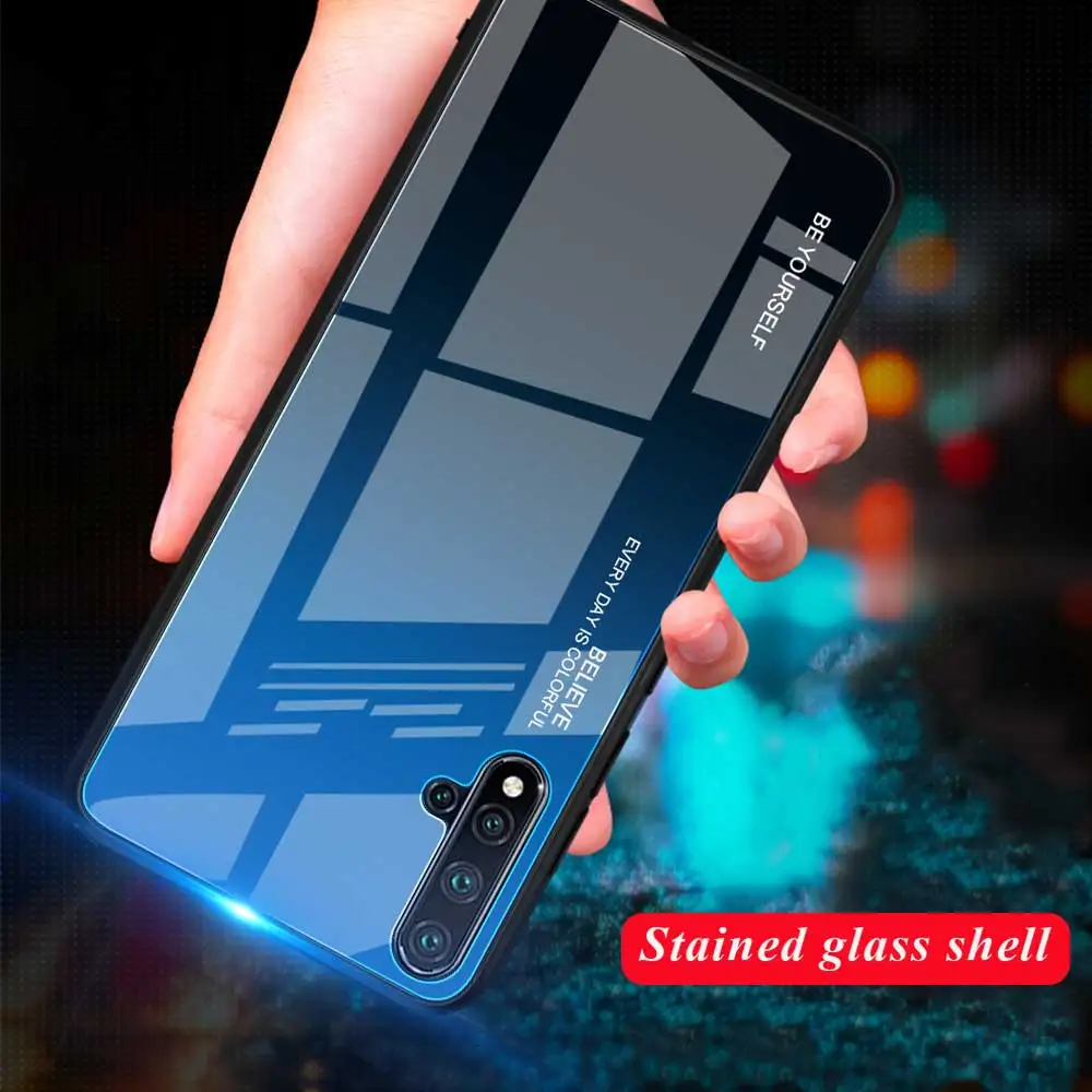 

Gradient Tempered Glass Case For Huawei Honor 8X 8A Y9 Y7 Pro Y5 2018 Y6 Prime P Smart Plus 2019 Nova 3 3i 4 5i 5 V20 Hard Cover