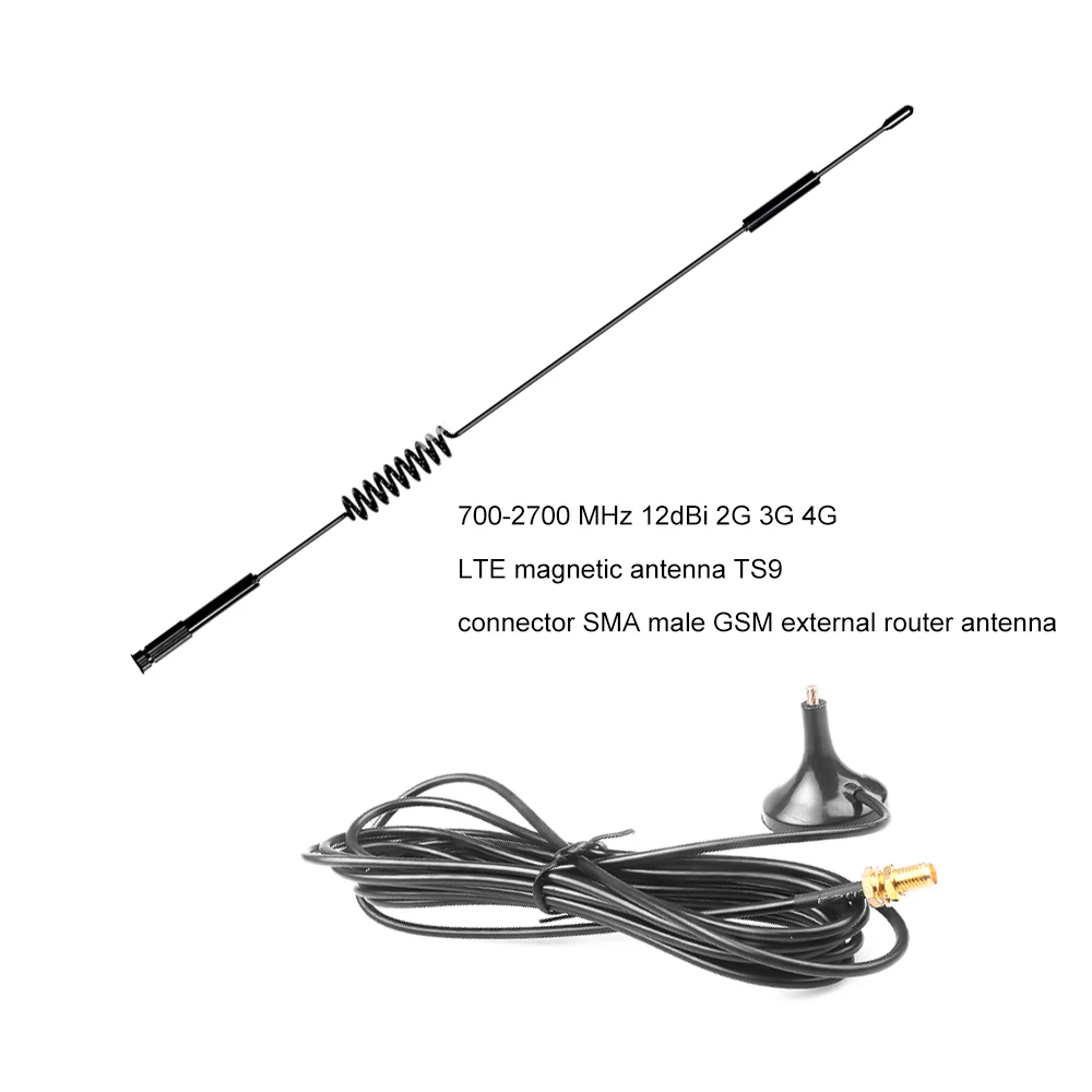 12dBi 2G 3G 4G LTE Magnetic Antenna 700-2700MHz TS9 CRC9 SMA Male Connector GSM External Router Antenna 1.5m
12dBi 2G 3G 4G LTE Magnetic Antenna 700-2700MHz TS9 CRC9 SMA Male Connector GSM External Router Antenna 1.5m