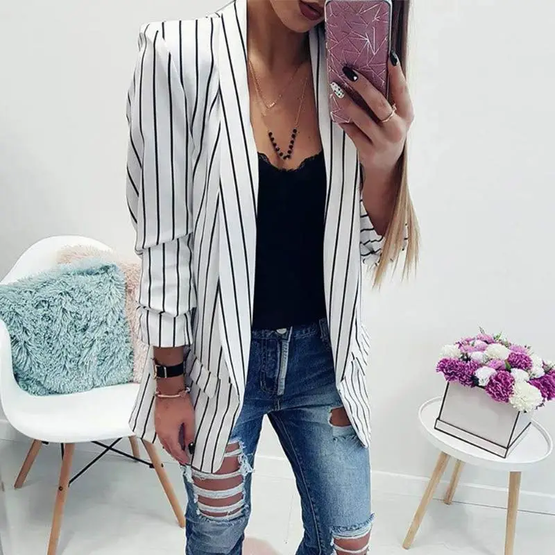Jeans Blazers Women Fashion Women Spring Casual Striped Cardigan Coats Ladies V-Neck Slim Denim Suit Jacket
Jeans Blazers Women Fashion Women Spring Casual Striped Cardigan Coats Ladies V-Neck Slim Denim Suit Jacket